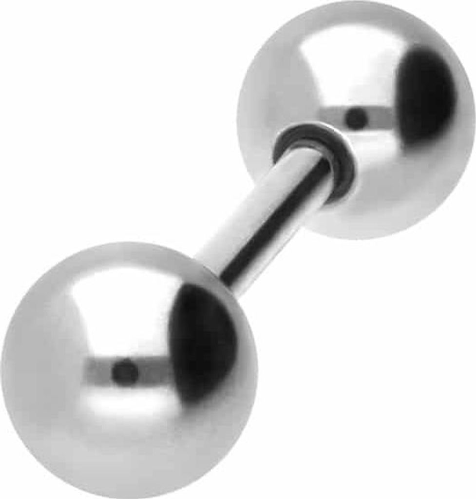 Zungenpiercing, Intim-Piercing Titan Barbell Silber Stablänge: 8mm + Stabstärke: 1,6mm + Kugelgröße: 6mm
