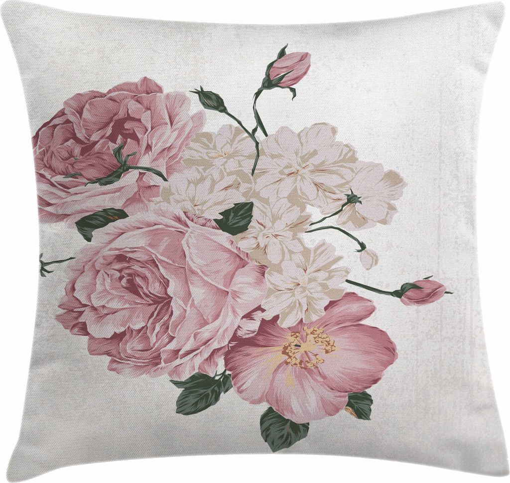 ABAKUHAUS Rose Kissenbezug, Alte Rosen Corsage Grunge, Digitaldruck Wasser Resistent Farbfest mit Reißverluß und Waschbarer Kissenhülle, 60 x 60...