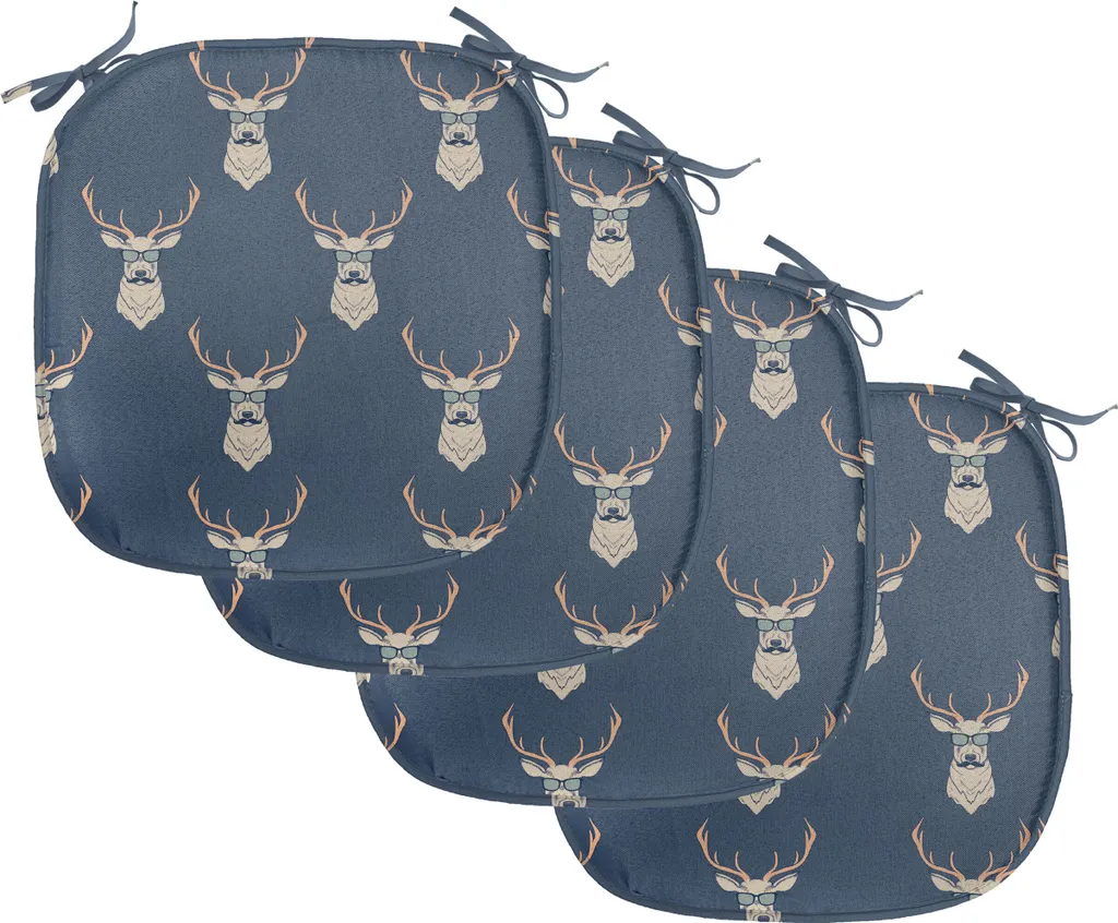 Coussin de chaise ABAKUHAUS Hirsch imperméable lot de 4 bleu