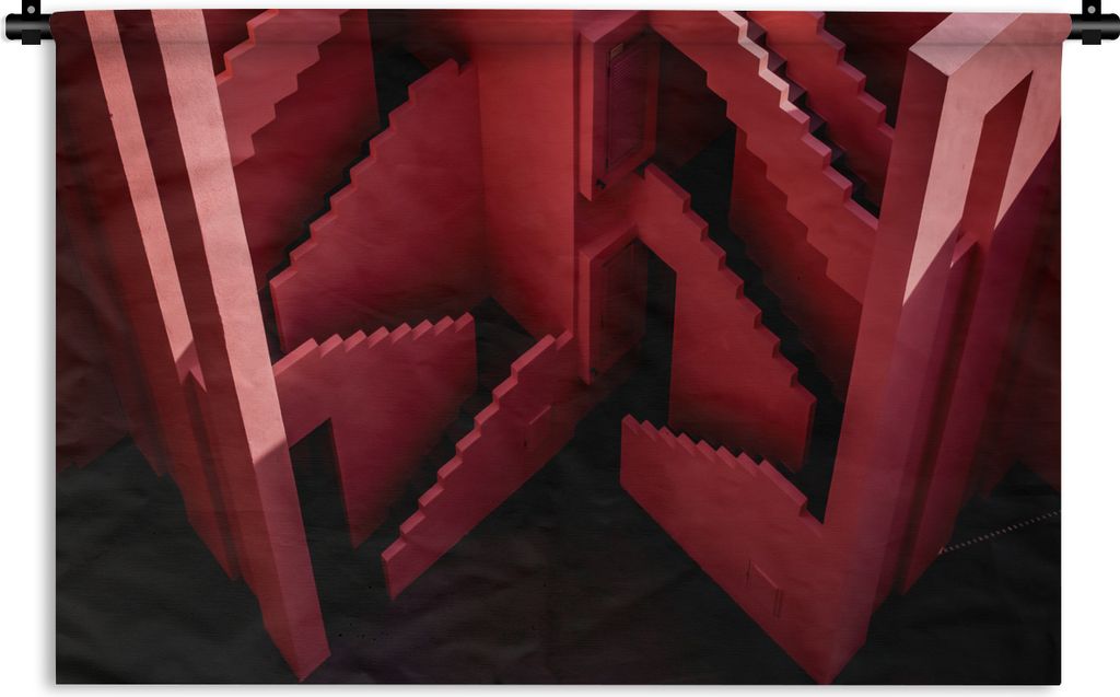 MuchoWow Wandteppich Wandbehang Rosa - Architektur - Treppe 60x40 cm Tapisserie Dekoration Wandtuch - Wanddekorationen