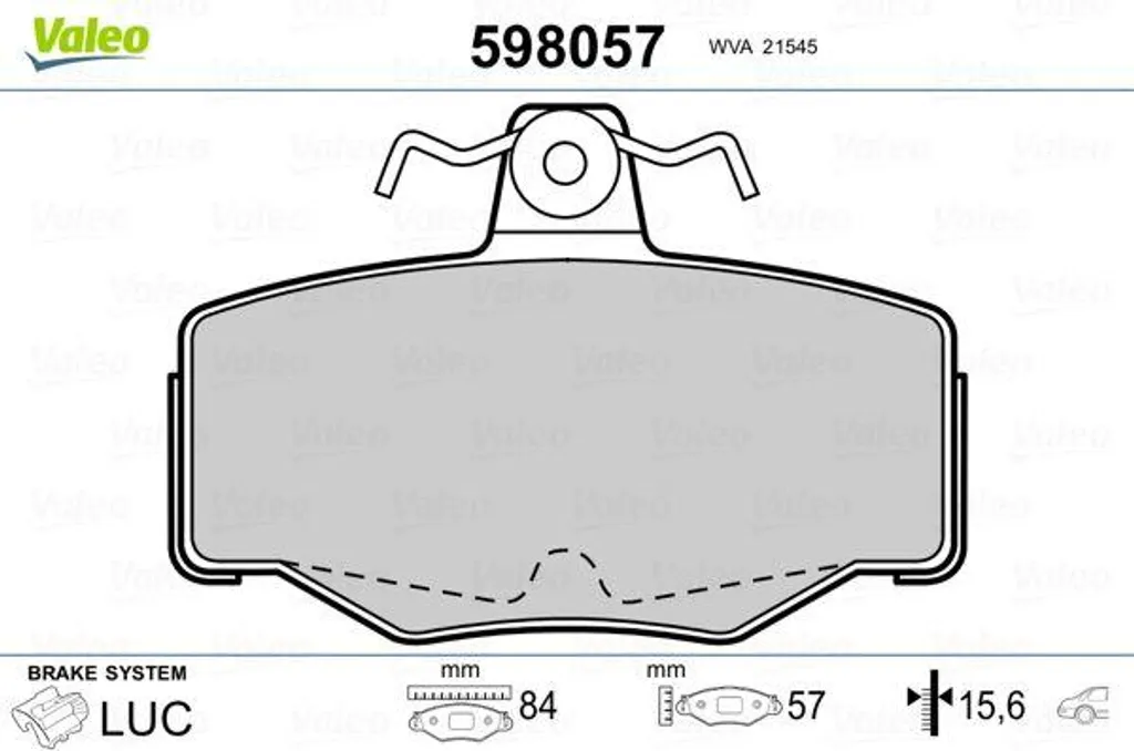 Valeo 598057 Jeu de Plaquettes de Frein à Disque OE 440603F025 Almera
