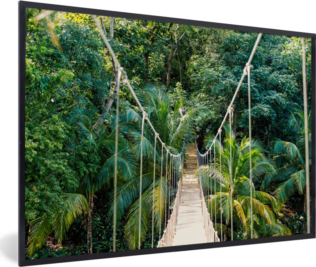 MuchoWow MuchoWow Gerahmtes Poster Dschungel - Palme - Brücke - Natur - Pflanzen 60x40 cm - Poster mit zchwarzem Bilderrahmen - Printing - Wan...