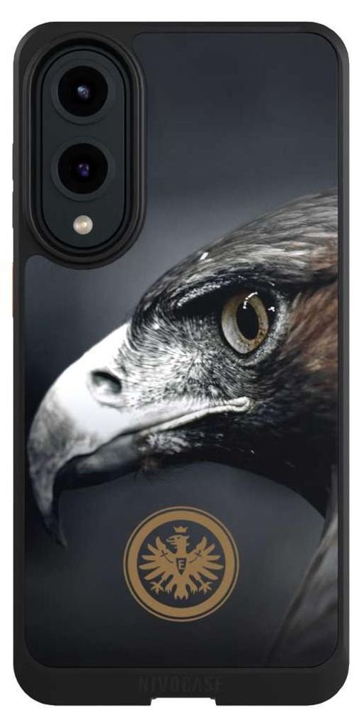 NIVOCASE Hülle für Samsung Galaxy S25 Edge Handyhülle NIVOcore Case Schwarz Adler Eintracht Frankfurt Offizielles Lizenzprodukt