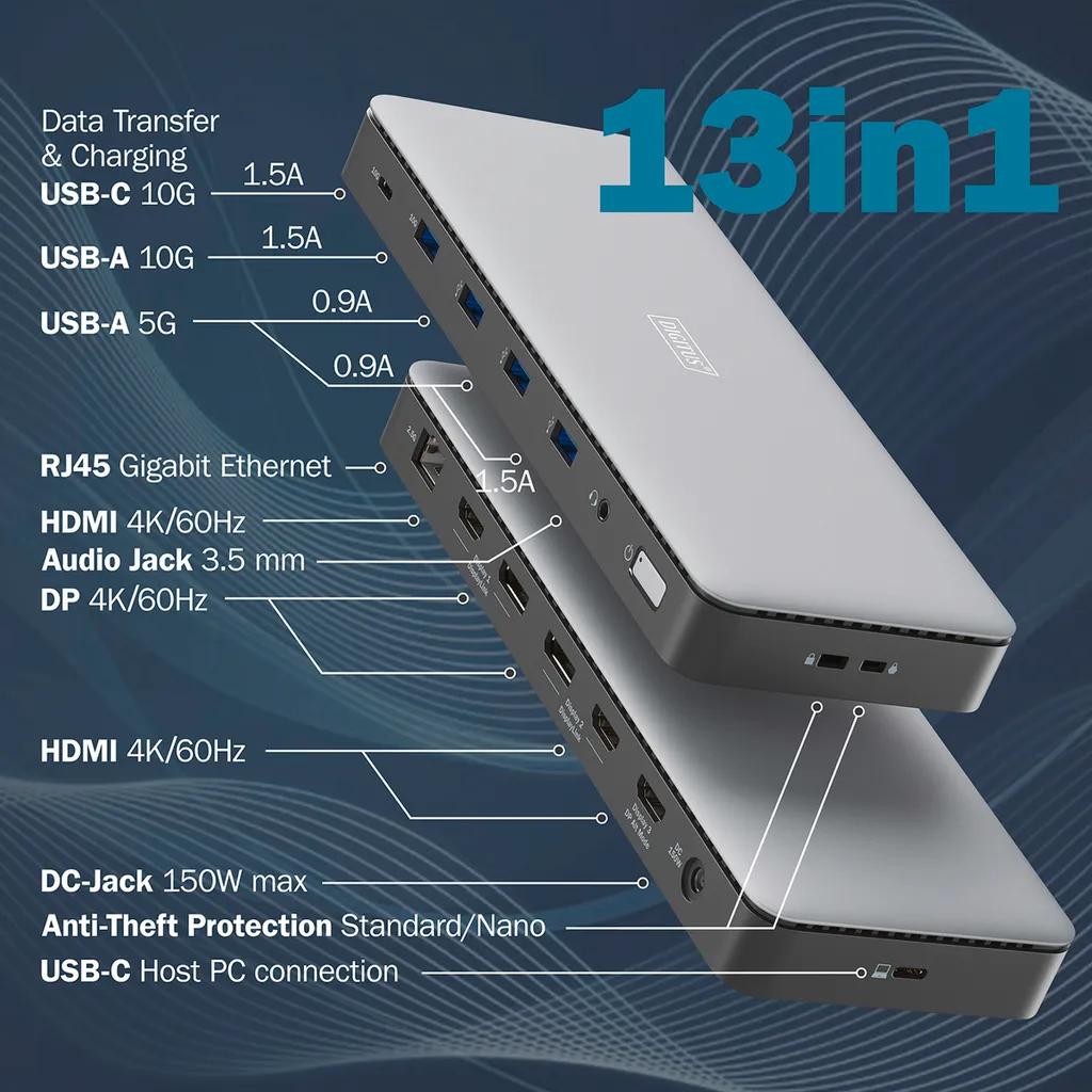 Adaptateur USB-C Double Écran 4K pour Télétravail et Bureau Argenté - 4