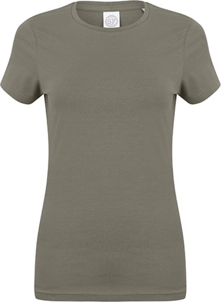SF Women SK121 | Damen Feel Good Stretch T / weiches Tragegefühl - Farbe: Khaki - Größe: S