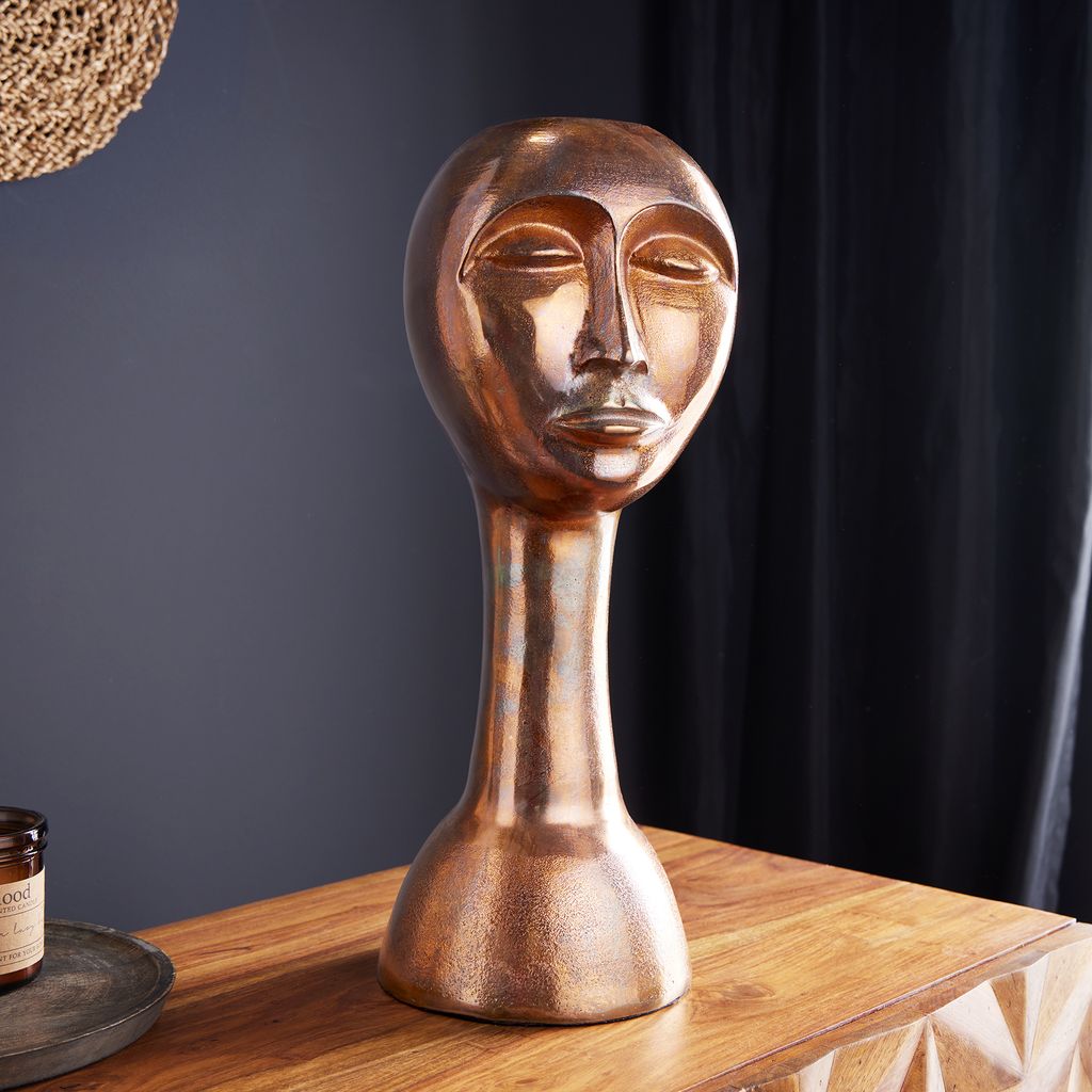 riess-ambiente Vase FACE 50cm Kupfer-Look Antik Aluminium abstrakt Dekoration Skulptur Blumenvase