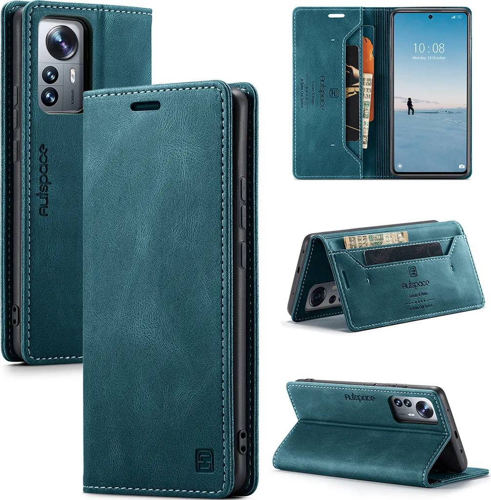 Xiaomi 12 Lite Custodia a portafoglio Cover, RetroPoliuretanoCustodia in pelle Stand Cover Protettiva per Xiaomi 12 Lite Blu