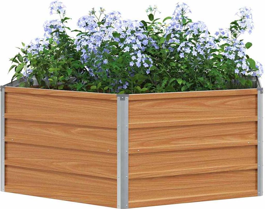 Cloris Designermöbel Hochbeet im Garten Holzoptik 129 x 129 x 45cm Verzinkter Stahl - Beete 2026Neu887222 - Beete