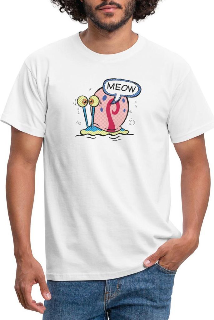 Spreadshirt SpongeBob Schwammkopf Gary Die Schnecke Männer T-Shirt, S, Weiß