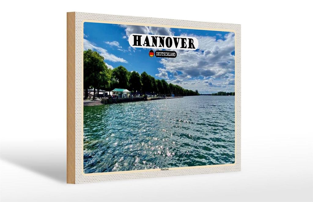 Holzschild Städte Hannover Maschsee Natur 30x20cm Geschenk