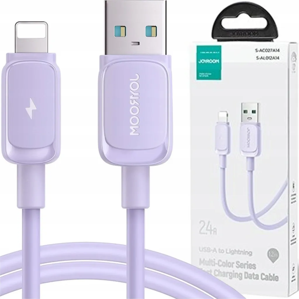 Joyroom A14 Cavo Lightning USB-A 2.4A 1.2 M Viola Multi-Color Alta Velocità