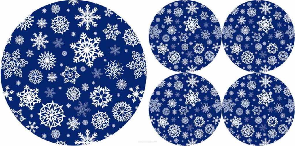 Tischunterlagen Filz Tischsets Rund Tischmatten Moderne Platzmatten 1+ 4 SNOW 33cm 16cm