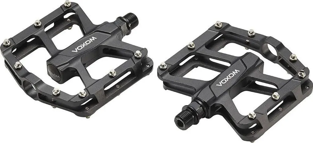 Pédale Voxom MTB Pe16 noire en aluminium anodisé avec axe CNC Cr-Mo