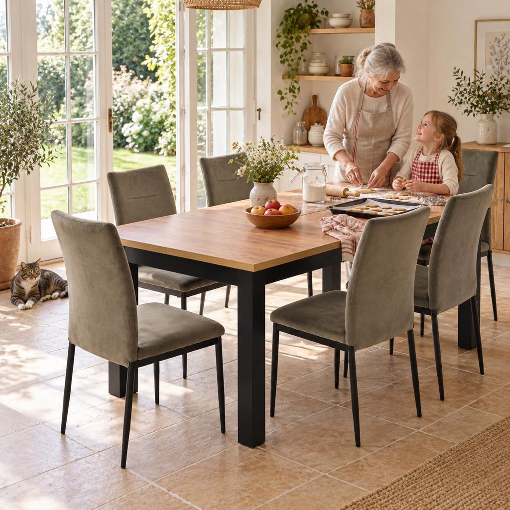 INSPIRO Essgruppe – Platz für gemeinsame Mahlzeiten mit der Familie KI-generiertes Bild