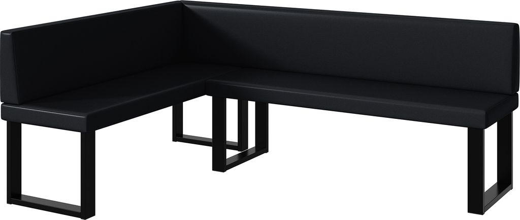 MEBLINI Eckbank für Esszimmer - Küchenbank - Essecke - Sitzecke Küche - TONI - U-Beine 142x196x87cm Links - Schwarz Kunstleder