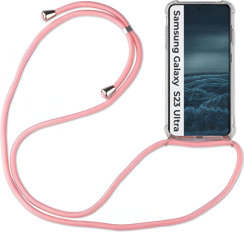 Handykette für Samsung S21 S22 S23 S24 FE Plus Ultra Handyhülle mit Band Hülle Galaxy S23 Ultra Rosa