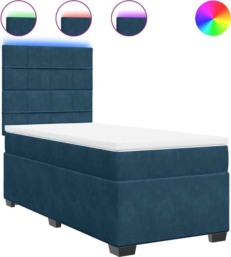 vidaXL Boxspringbett mit Matratze Blau 90x190 cm Samt