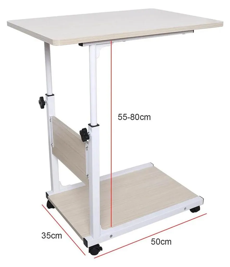 Support PC portable pour lit et canapé - Table de nuit mobile - Blanche - 2