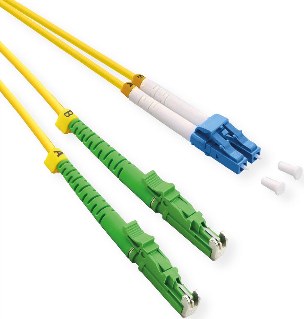 ROLINE LWL-Kabel duplex 9/125μm OS2, LSH APC / LC UPC, LSOH, gelb, 0,5 m
