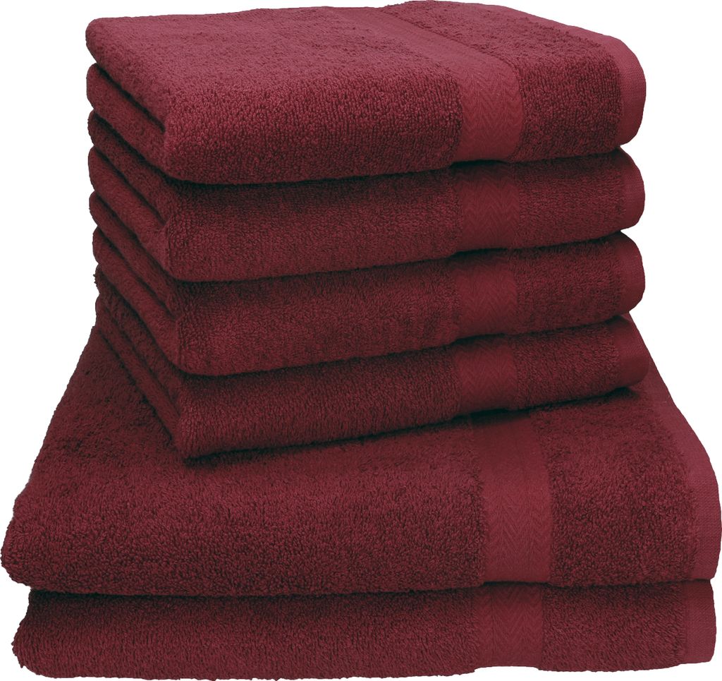 Betz 6-tlg. Handtuch-Set PREMIUM - 2 Liegetücher 4 Handtücher 100% Baumwolle Farbe: dunkelrot