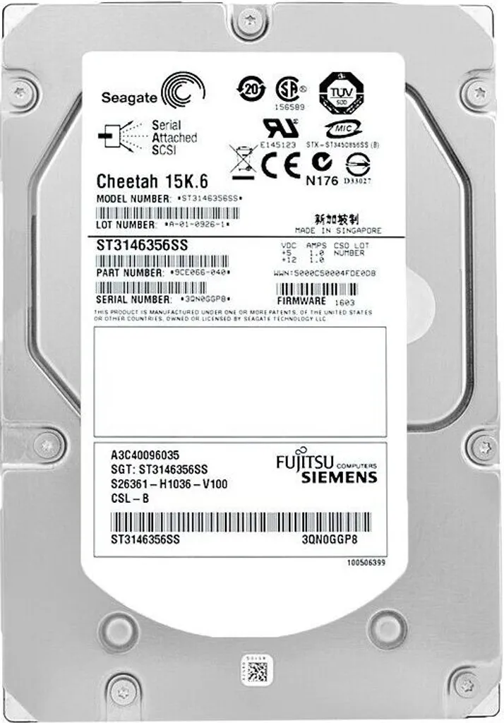 Disque dur SAS Fujitsu 146Go 15k RPM ST3146356SS 3.5 pouces A3C40096035