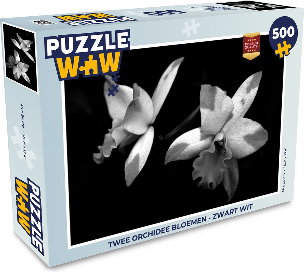 MuchoWow Puzzle 500 Teile Zwei Orchideenblüten - schwarz und weiß - 500 Teile - Kinder - Selberbauen - Puzzlespiele