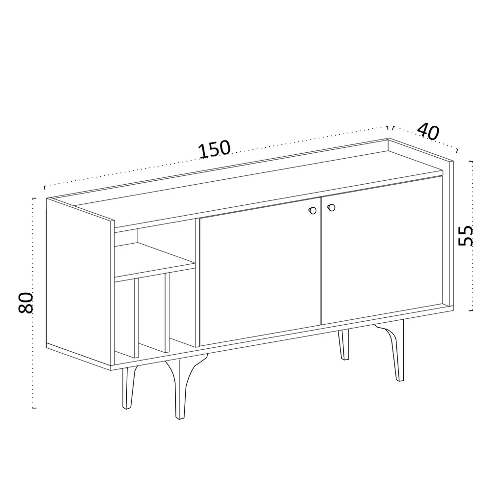 Commode en mélaminé robuste Canopus Saphireich de 150 cm de large