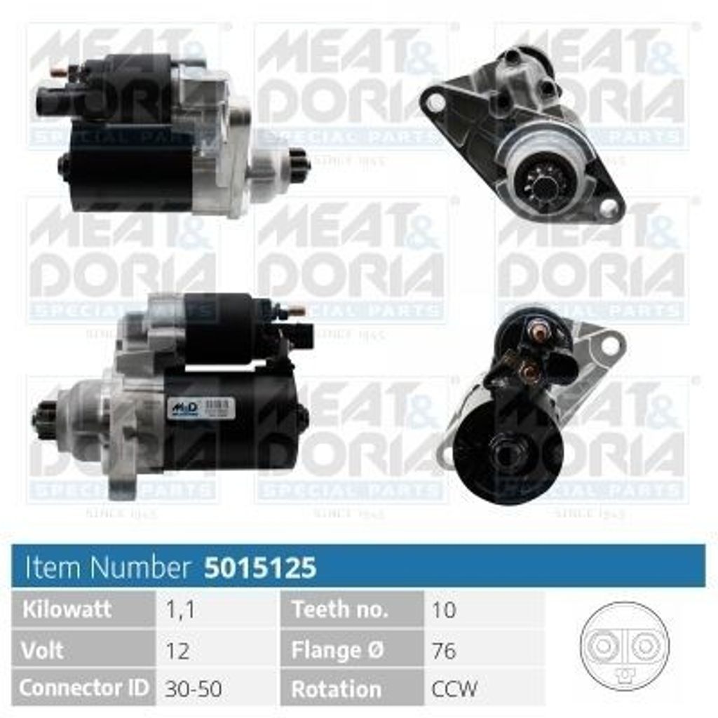 MEAT & DORIA 5015125 Starter Anlasser 1,1kW für VW GOLF VI (5K1) 12V