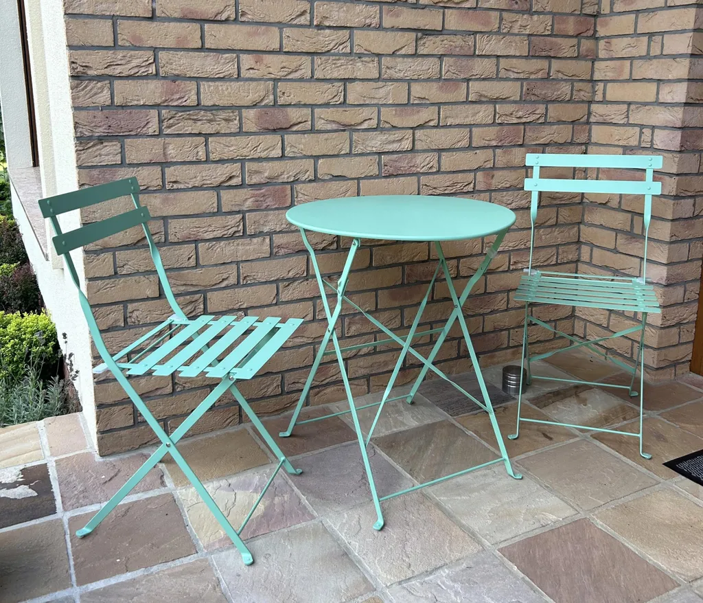Set da Giardino SEMPLICI in Metallo Verde Menta - Stile Retrò 3 Pezzi - 7