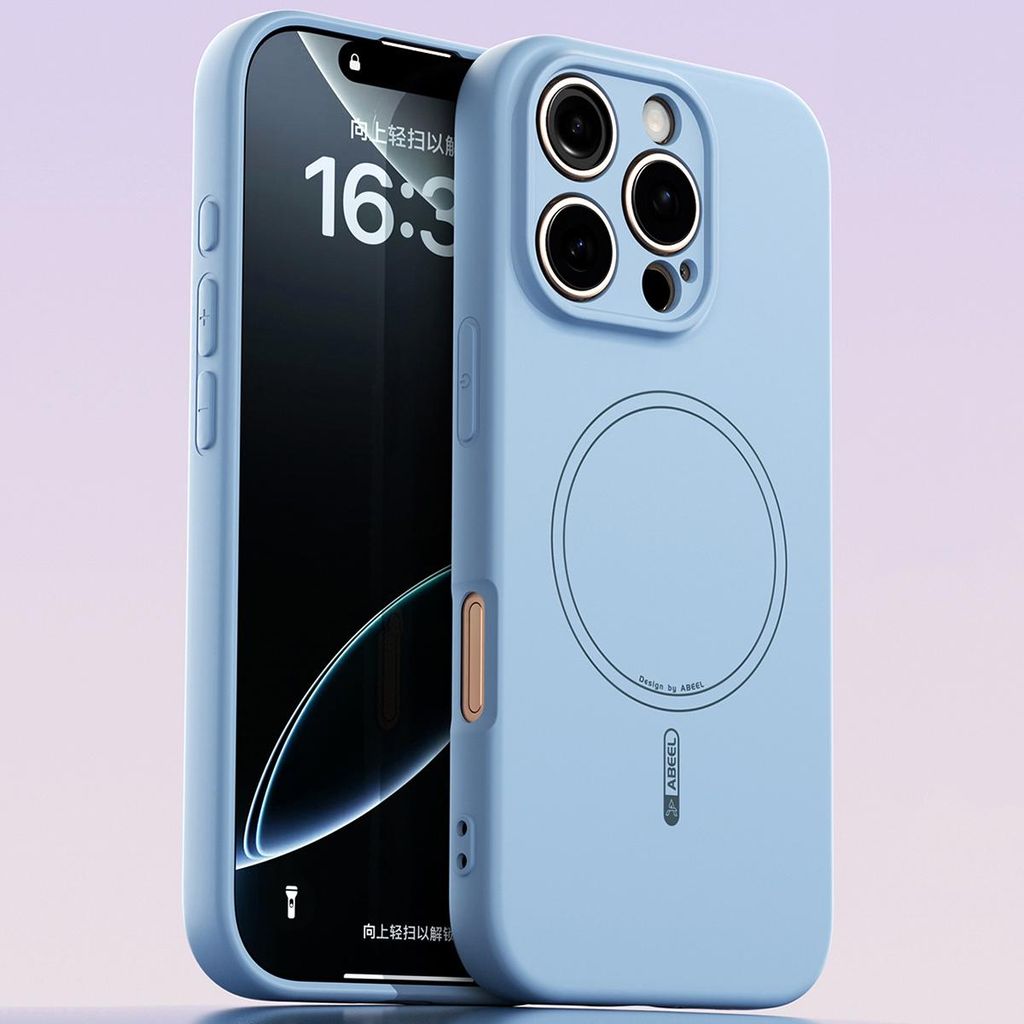 Magnetische Handyhülle für iPhone 16 Pro, MagSafe kompatible, Flüssig Silikon Stoßfest Kratzfest Hülle Blau