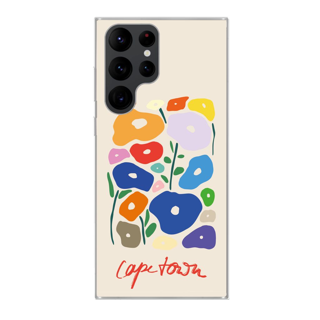 MuchoWow Handyhülle Schutzhülle Hülle für Samsung Galaxy S22 Ultra Blume - Abstrakt - Südafrika Silikon Softcase Handy Hülle - Abbildung