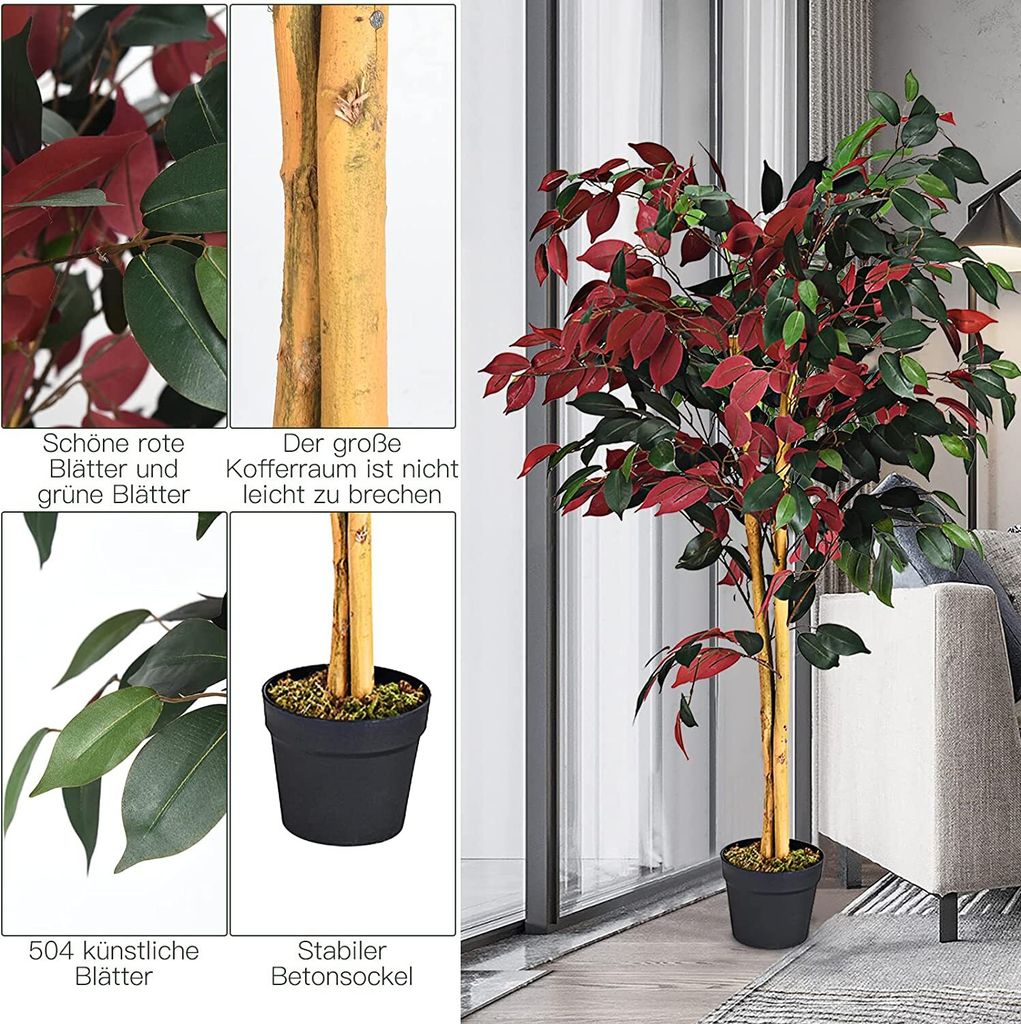 GOPLUS Kunstpflanzen 120 cm Hoch Knstliche Pflanze im