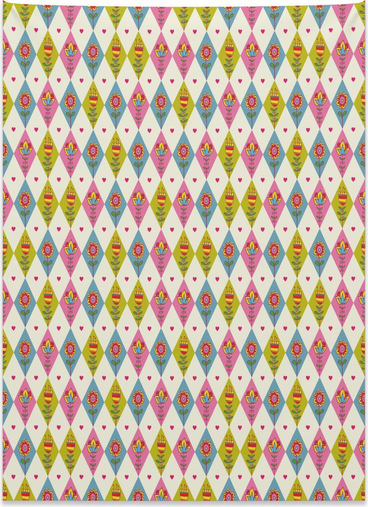 Abakuhaus Blumen Wandteppich, Geometrische Tulpen Muster aus Weiches Mikrofaser Stoff Kein Verblassen Klare Farben Waschbar, 110 x 150 cm, Khaki Ro...