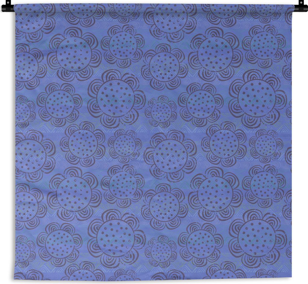 MuchoWow Wandteppich Wandbehang Blumen - Muster - Blau 120x120 cm Tapisserie Dekoration Wandtuch - Modern - Baumwollgewebe