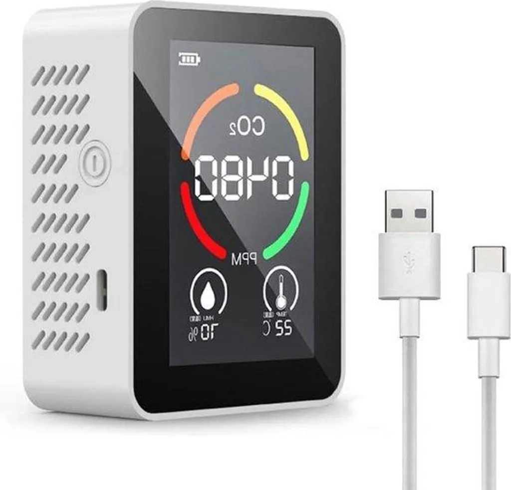 Capteur de CO2 multifonction avec suivi humidité et température ambiante LCD