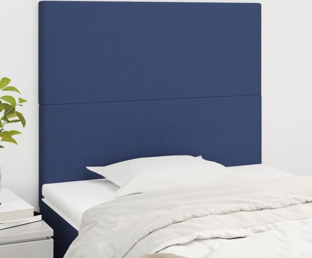 The Living Store Kopfteile 2 Stk. Blau 90x5x78/88 cm Stoff
