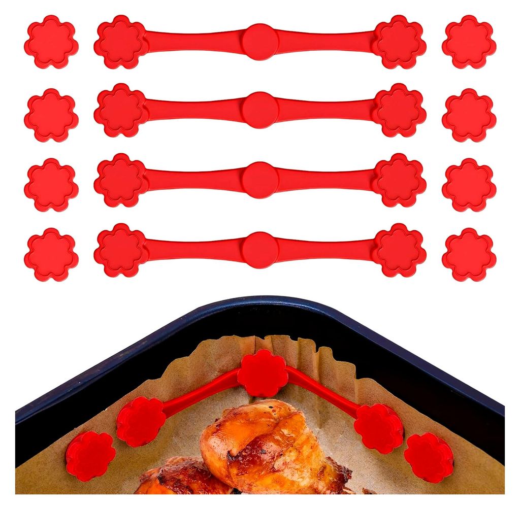 Magnete für Heißluftfritteuse, Silikonmagnete für Backpapier 8 Magneten + 4 Clips (4 Sets) Fixierclips für Backpapier hitzebeständig Zubehör ...