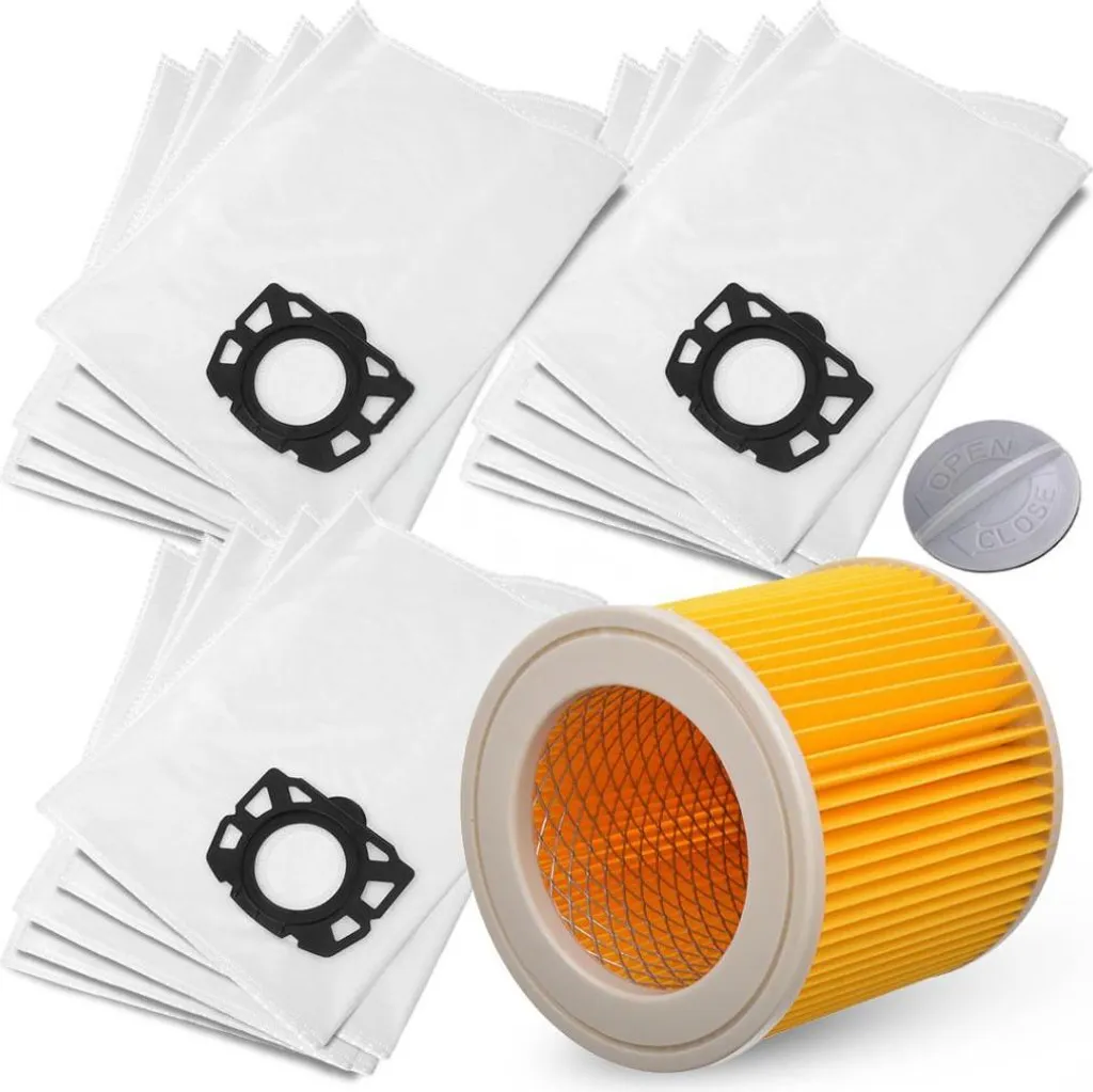 Kit 15 Sacchetti Compatibili Karcher WD3 WD2 PLUS + Filtro Lavabile