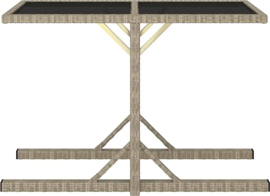 Table de jardin beige durable et sans entretien 110x53 cm verre et rotin