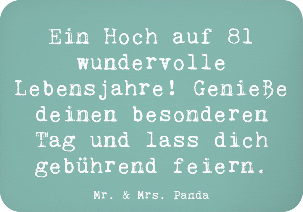 Mr. & Mrs. Panda magnet Spruch 81. Geburtstag - Meeresbrise - Geschenk, Erinnerungen, whiteboardmagnet, holzmagnet, Happy Birthday, persönliche Ge...