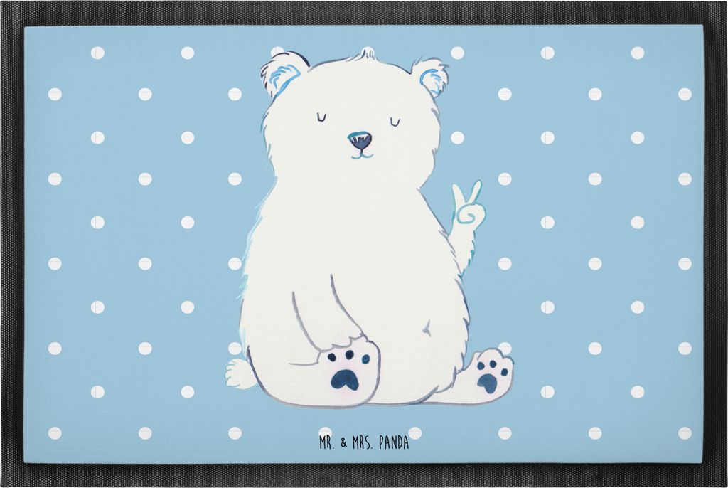 Mr. & Mrs. Panda Eingangsmatte Eisbär Faul 60 x 90 cm - Blau Pastell - Geschenk, Entspannen, Schmutzmatte, Bär, Nordpol, fußmatte, Türmatte, Ar...