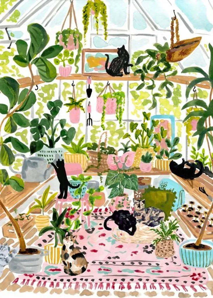 Puzzle 500 pièces Chats Botaniques Pieces & Peace - Jeu adulte relaxant