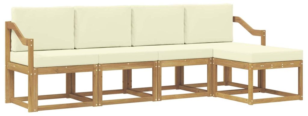 vidaXL Outdoor-Sofagarnitur mit Kissen 5 pcs Weiß und Creme