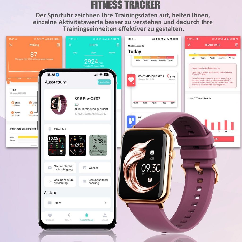 Smartwatch, Smartwatch Damen Herren, 1.69" HD Fitness Produktbild 4