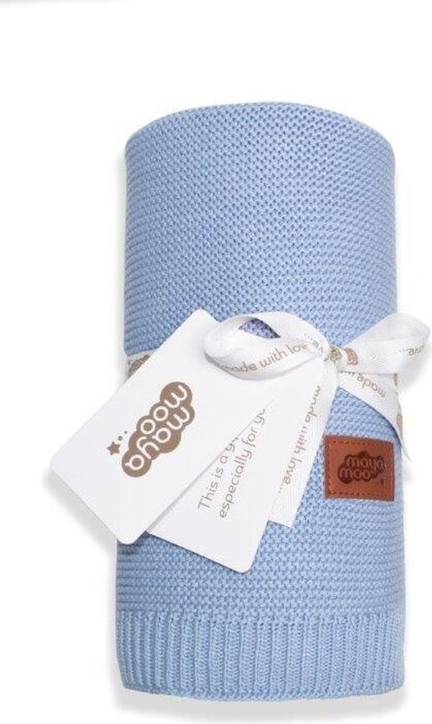 Bambus-Strickdecke MAYA MOO für Babies Blau