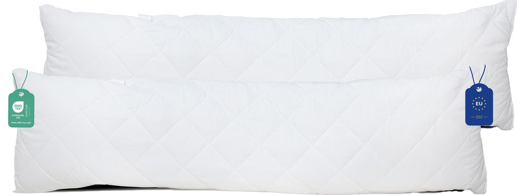 Kopfkissen 40x145 (2er Set) Steppkissen füllkissen Bettkissen Mikrofaser Kissen für Allergiker Schlafkissen Pillow (Weiß, 40 x 145 cm)