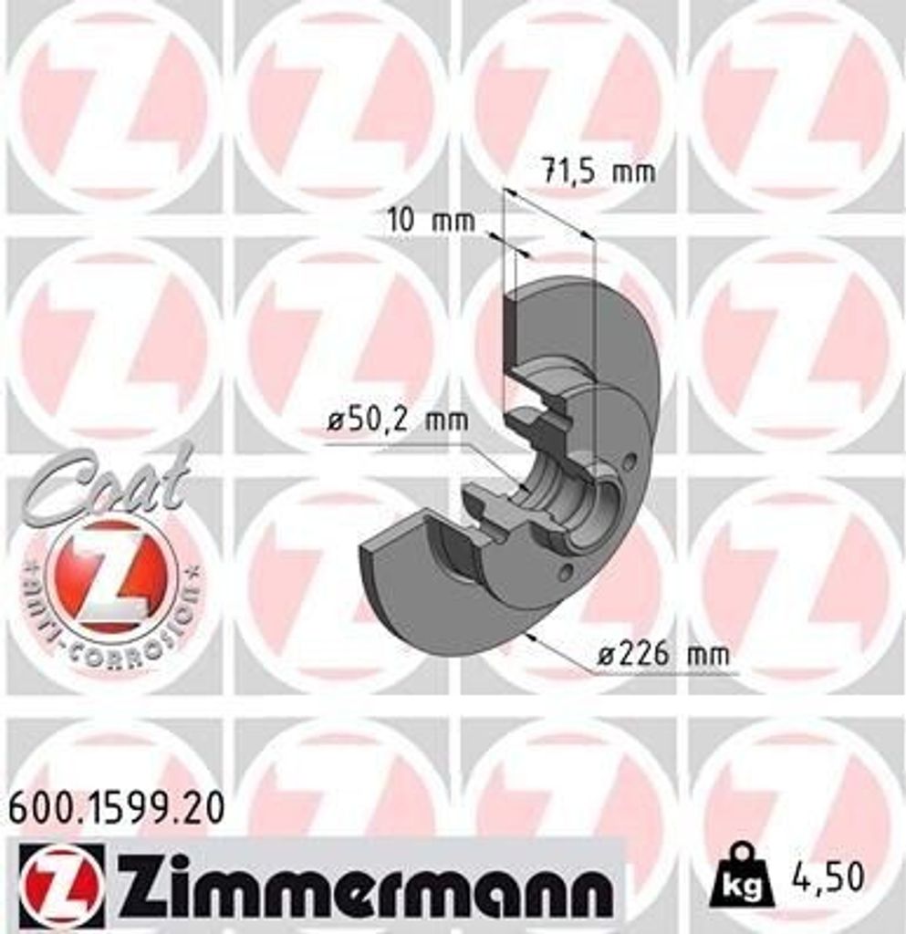 ZIMMERMANN 600.1599.20 - Bremsscheibe für Ibiza (6K), Toledo I (1L2), Cordoba (6K), Corrado (53I), Golf III (1H), Golf Cabriolet (1E), Passat (35I...