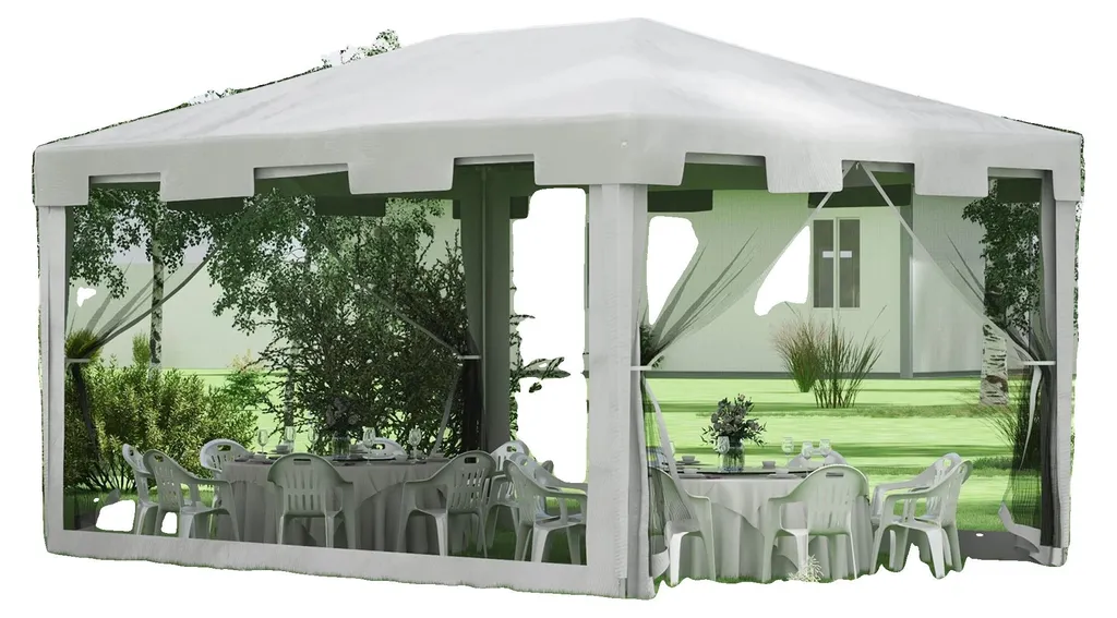 Pavillon de jardin imperméable 4 faces moustiquaires et bâche PE