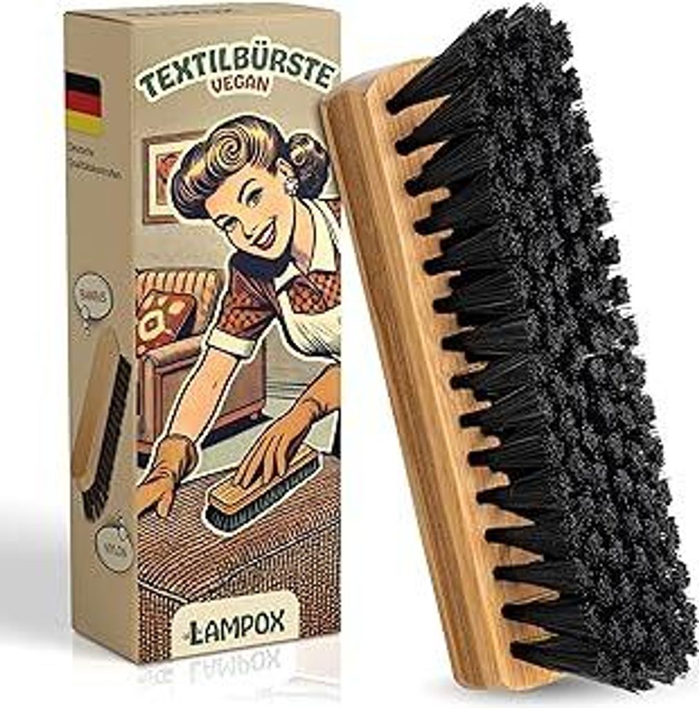 lampox - Textilbürste für die schonende Trocken- und Feuchtreinigung gegen Felcken, Schmutz, Tierhaare, Polsterbürste, Teppich, Autositze, Texti...