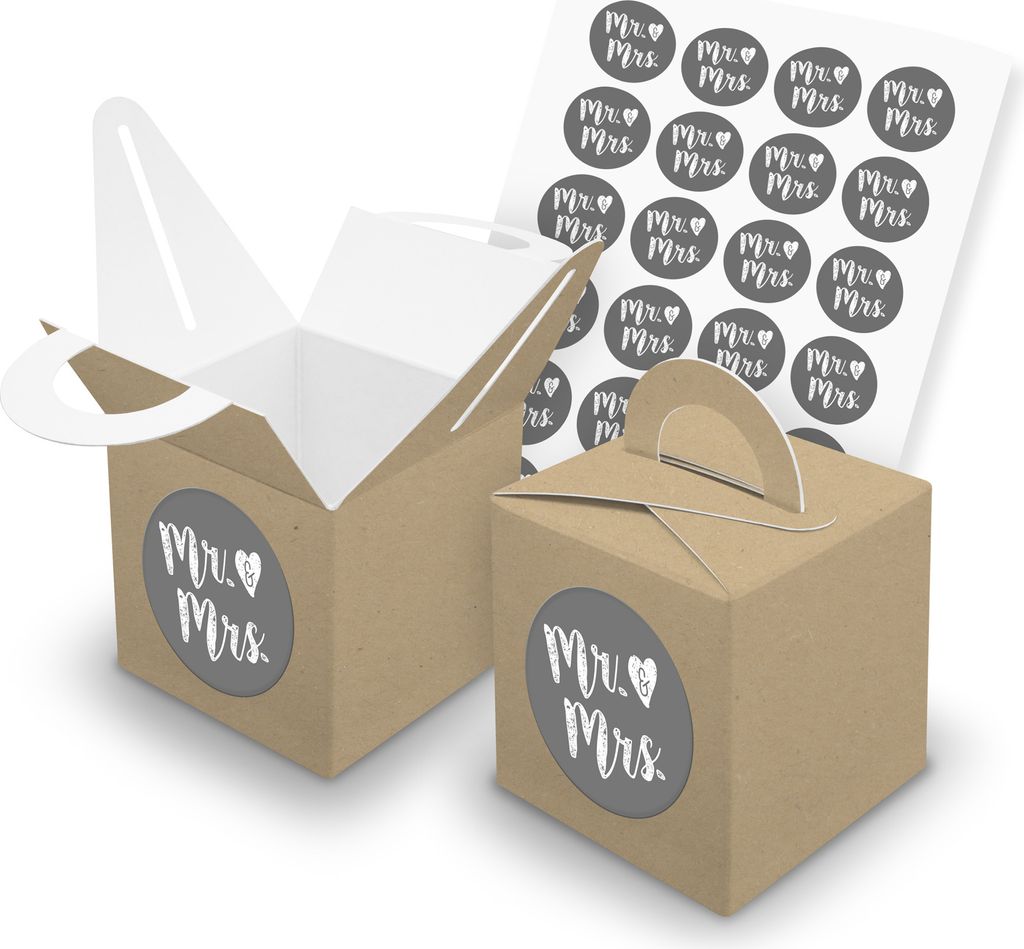 itenga SET 24x Würfelboxen mit Griff Braun (V43) + Motivsticker (M124)